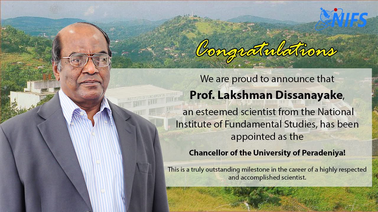 Congratulations Prof. Lakshman Dissanayake